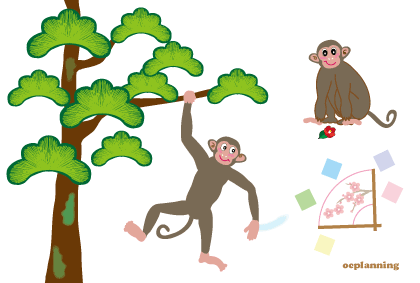 申のイラスト年賀状テンプレート