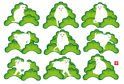 申のイラスト年賀状テンプレート