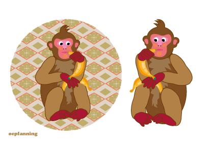 申のイラスト年賀状テンプレート