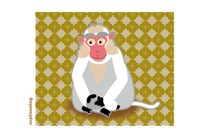 申のイラスト年賀状テンプレート