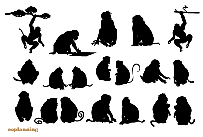 申のイラスト年賀状テンプレート