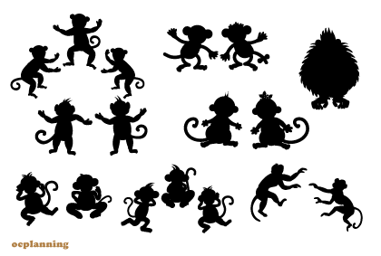 申のイラスト年賀状テンプレート