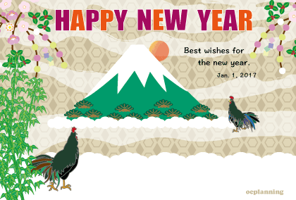 ニワトリのイラスト年賀状テンプレート