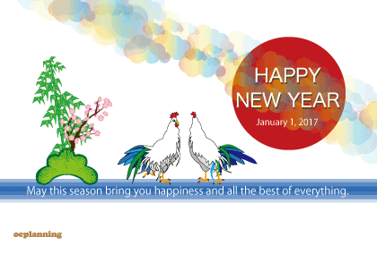 ニワトリのイラスト年賀状テンプレート