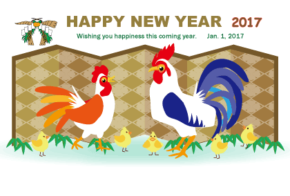 2017トリ年 鶏の年賀状素材