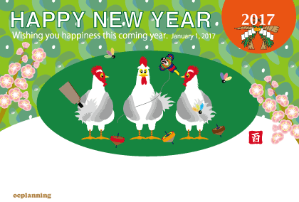 2017トリ年 鶏の年賀状素材