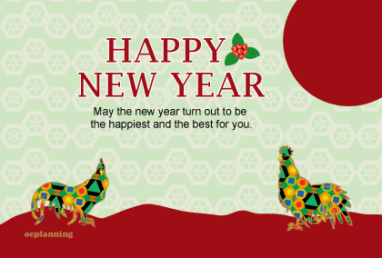 ニワトリのイラスト年賀状テンプレート