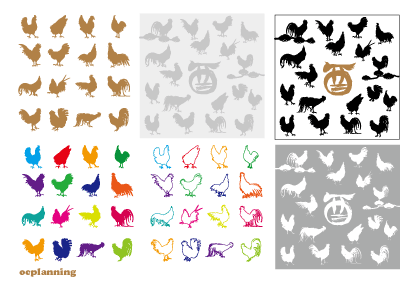 2017トリ年 鶏の年賀状素材