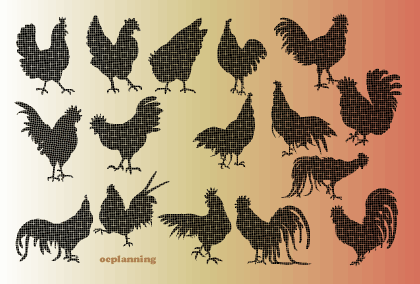 2017トリ年 鶏の年賀状素材