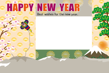 いぬのフォトフレーム年賀状テンプレートト