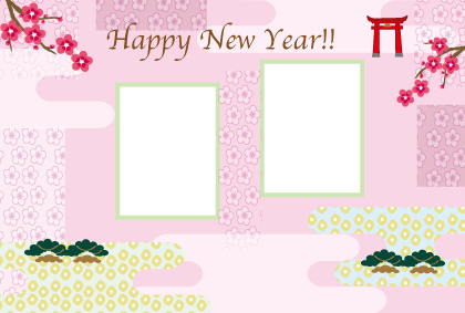 犬の写真フレーム年賀状テンプレートト