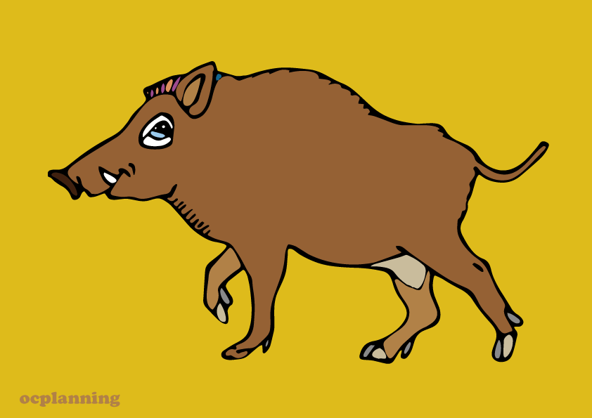 2019亥年 イノシシのイラスト年賀状素材