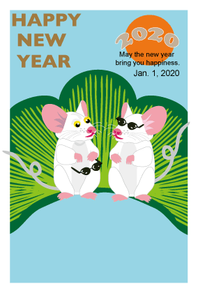 子年のマウスのイラスト年賀状