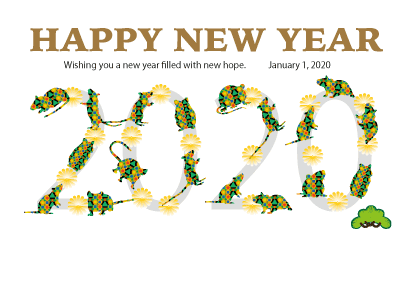 2020子年の鼠のイラスト年賀状素材