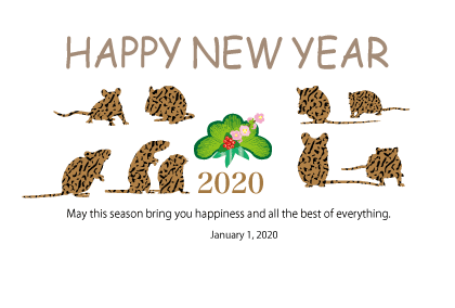 2020子年の鼠のイラスト年賀状素材