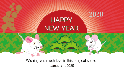 2020子年の鼠のイラスト年賀状素材