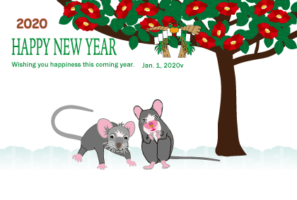 2020子年のねずみのイラスト年賀状素材