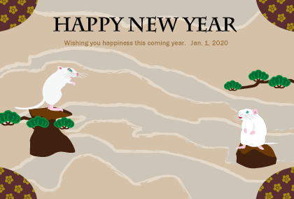2020子年のネズミのイラスト年賀状素材