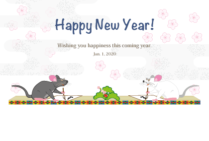 2020子年のネズミのイラスト年賀状素材