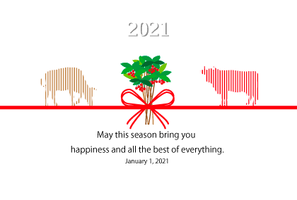 2021丑年のうしのイラスト年賀状素材