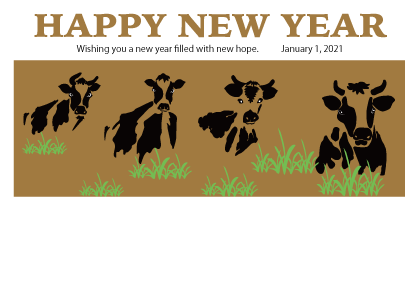 2021丑年のマウスのイラスト年賀状素材