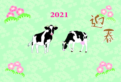 2021丑年のウシのデザイン・年賀状テンプレート募集