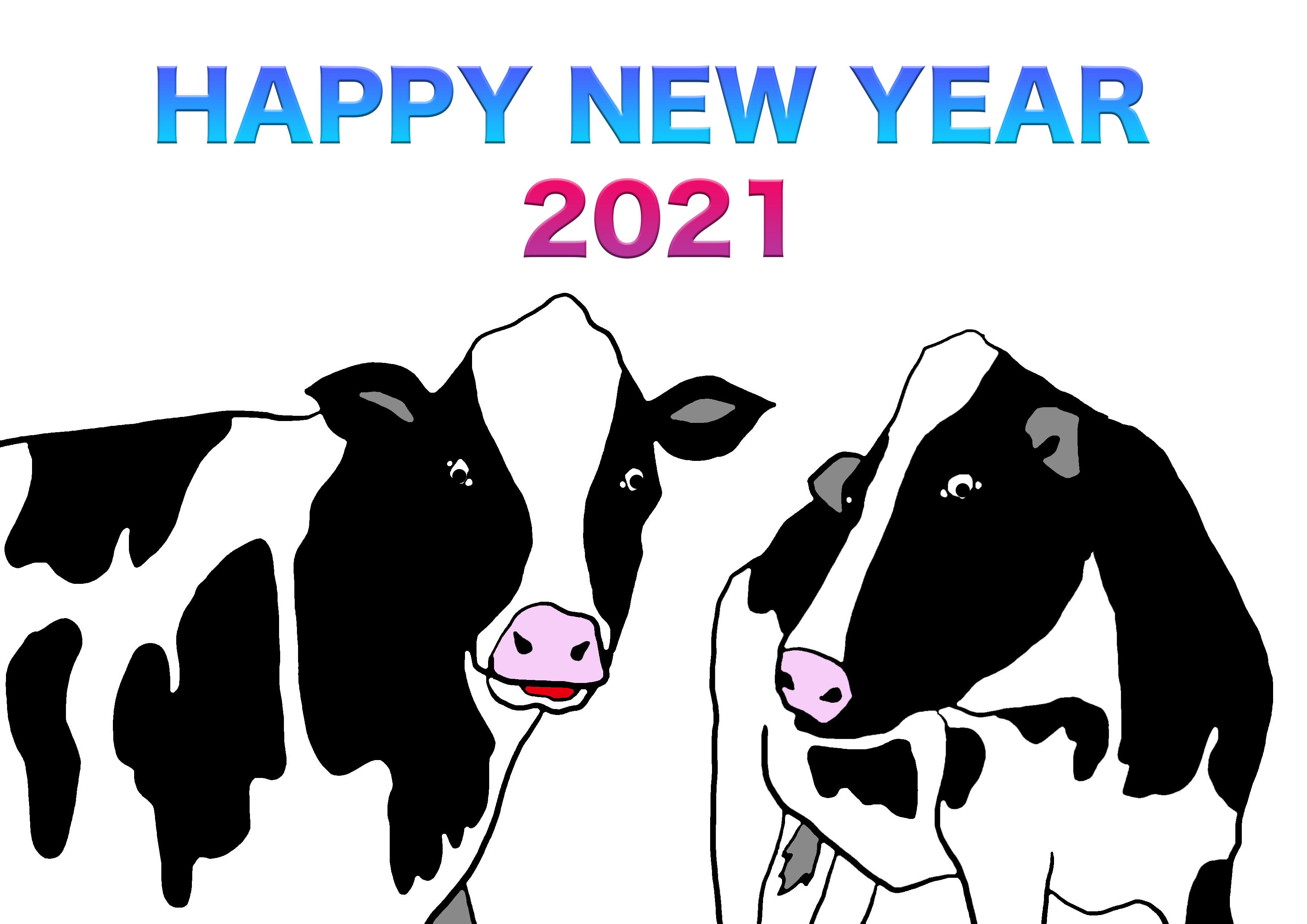 2021牛年のうしのイラスト年賀状素材cow
