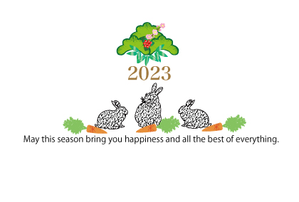 2021卯年のウサギのイラスト年賀状素材