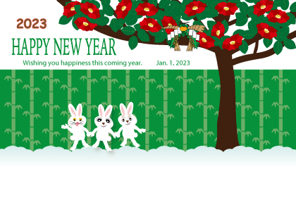 2021卯年のウサギのイラスト年賀状素材