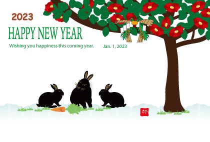 2021卯年のウサギのイラスト年賀状素材