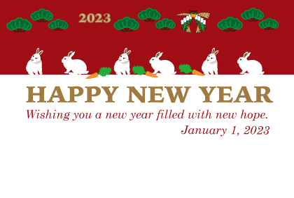 2021卯年のウサギのイラスト年賀状素材