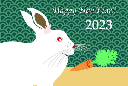2021卯年のウサギのイラスト年賀状素材