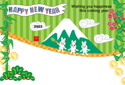 2021卯年のウサギのイラスト年賀状素材