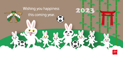 2021卯年のウサギのイラスト年賀状素材