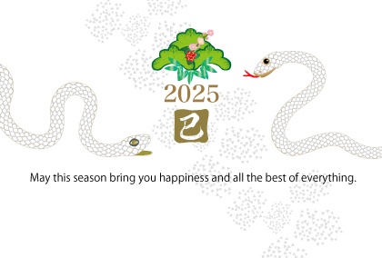 2025巳年のヘビのイラスト年賀状素材