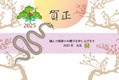 2025巳年のヘビのイラスト年賀状素材