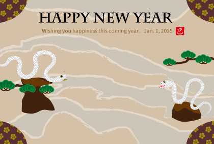 2025巳年のヘビのイラスト年賀状素材