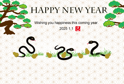 2025巳年のヘビのイラスト年賀状素材