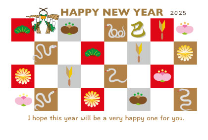 2025巳年のヘビのイラスト年賀状素材