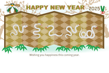 2025巳年のヘビのイラスト年賀状素材