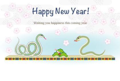 2025巳年のヘビのイラスト年賀状素材