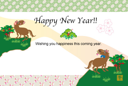 2025午年のウマのイラスト年賀状素材