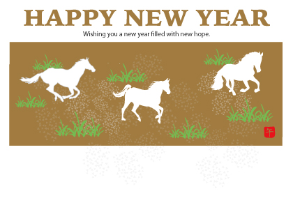 2025午年のウマのイラスト年賀状素材